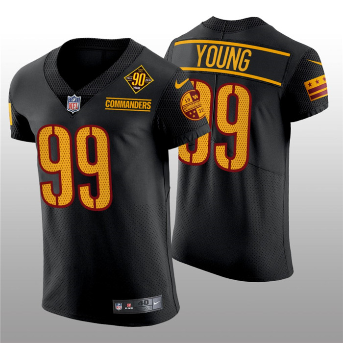 Men's Washington Commanders #99 Chase Young 90th Anniversary Black Elite Stitched Jersey